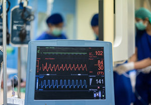 EKG monitor in intra aortic balloon pump machine. Medical equipm