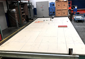 Completed floor diaphragm specimen prepared for ASTM E455 shear testing